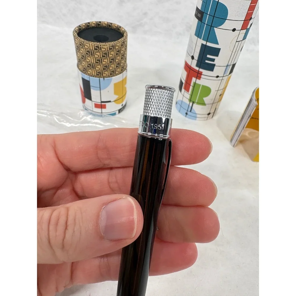 Retro 1951 Tornado Rollerball Pen Dark Brown Chrome Accents Office Stationery